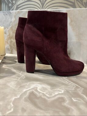 Charles By Charles David Burgundy Suede Ankle Booties